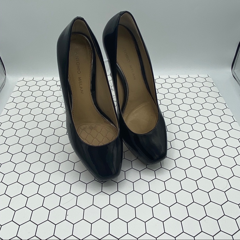 ANTONIO MELANI Black Patent Leather Heels Size 7